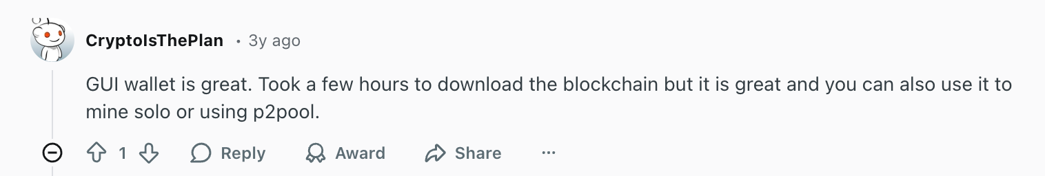 In this review user shares positive experience wih GUI wallet