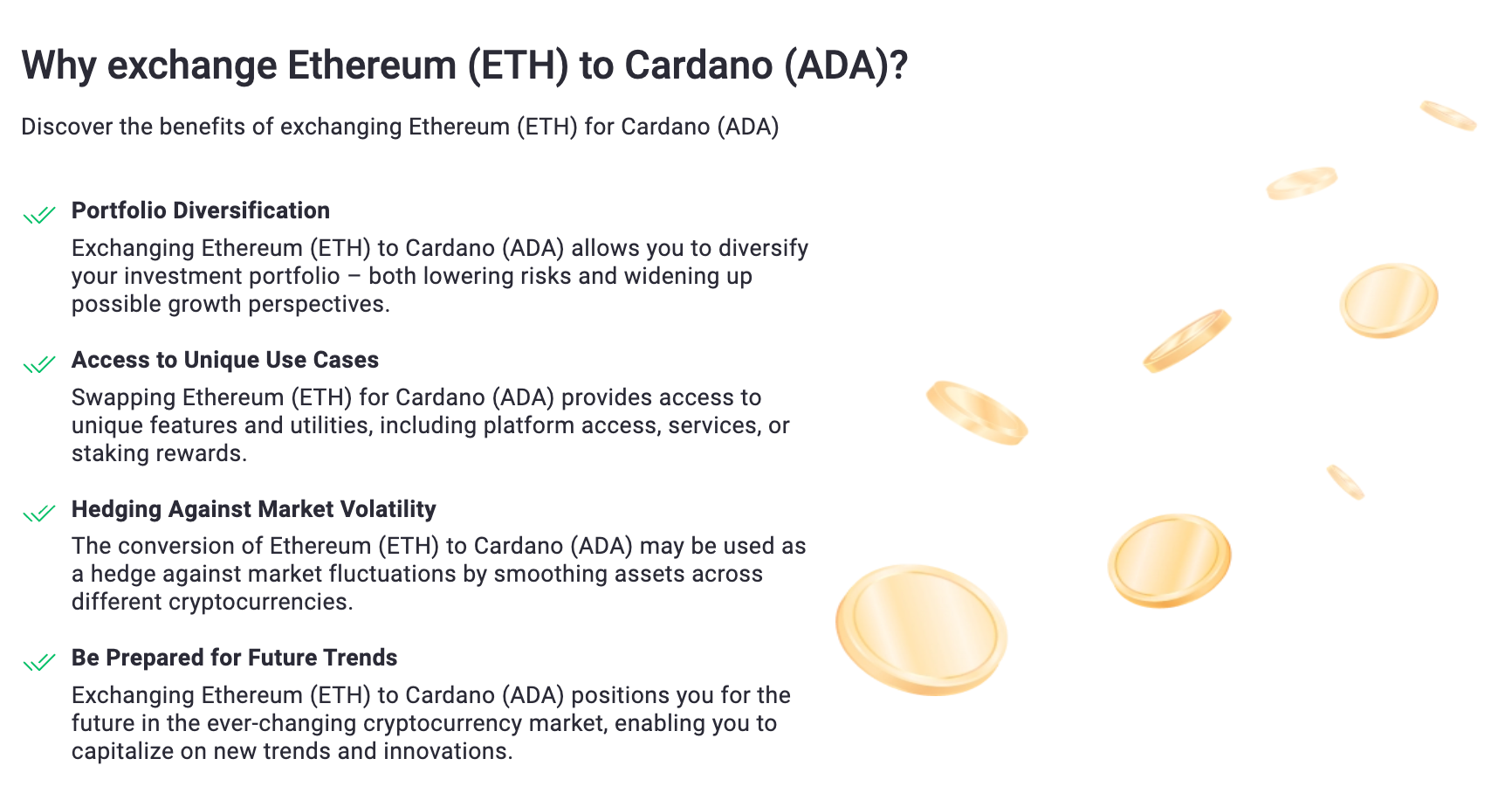 Discover the benefits of swapping ETH to ADA.